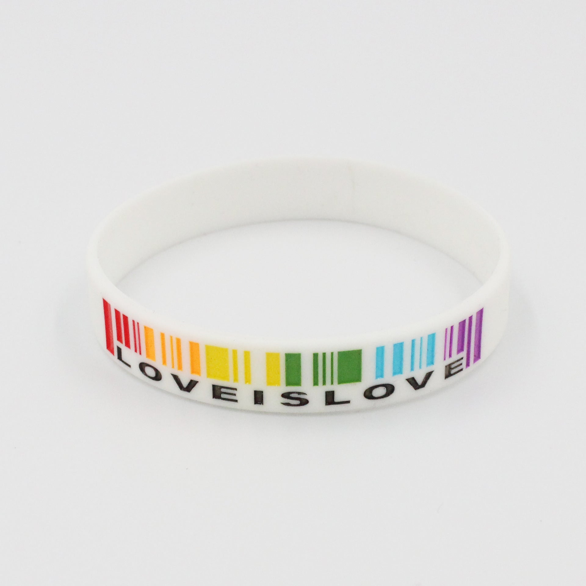 Wholesale Silicone Rainbow Colors Love Is Love Couples Bracelet