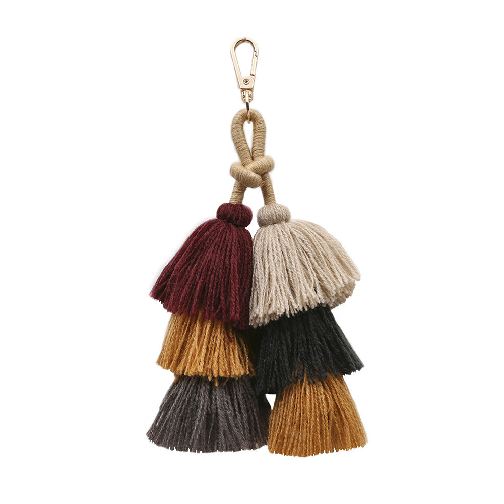 Wholesale Bohemian Tassel Pendant DIY Hand-woven Keychain