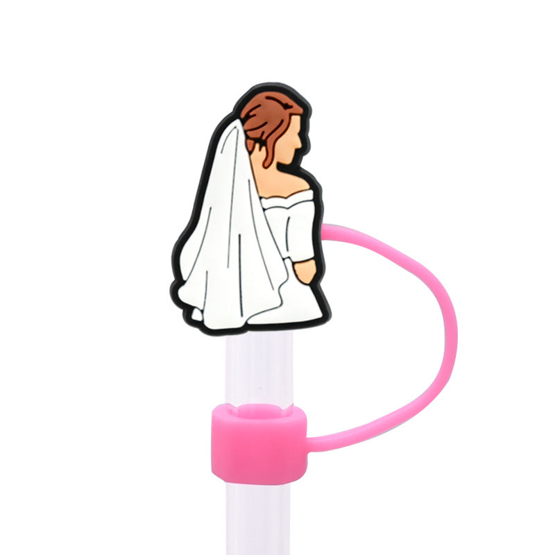 Wholesale Random 100pcs 10mm  Valentine' s Day dust plug straw accessories