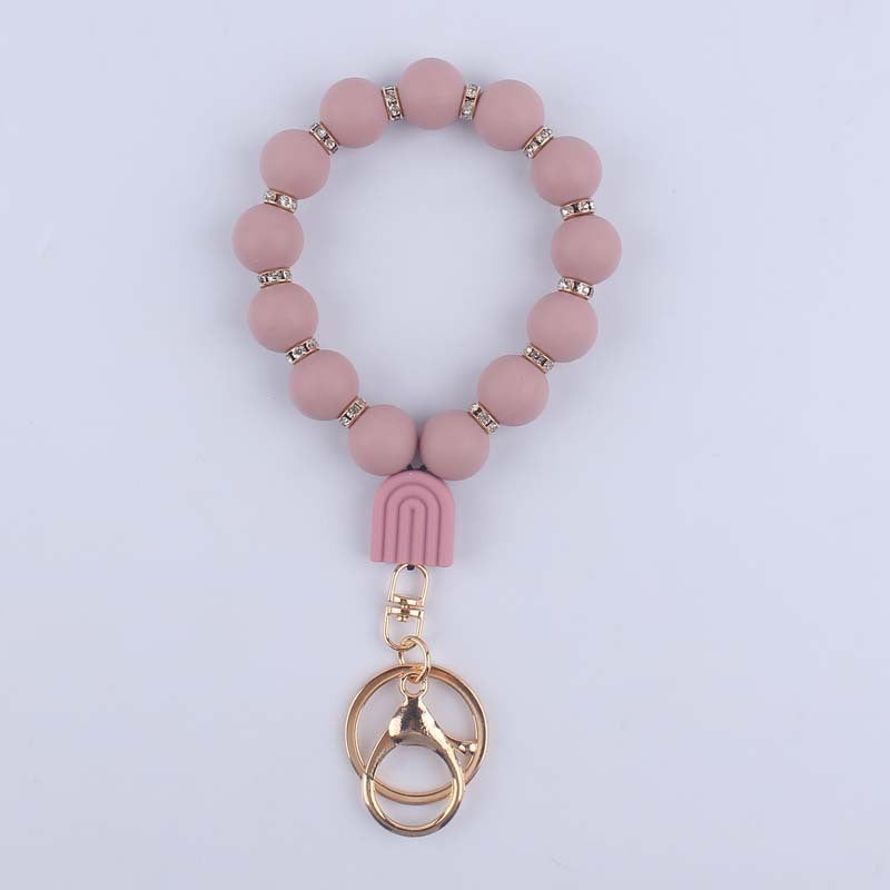 Wholesale Cartoon Creative DIY Bright Silicone Beaded Keychain