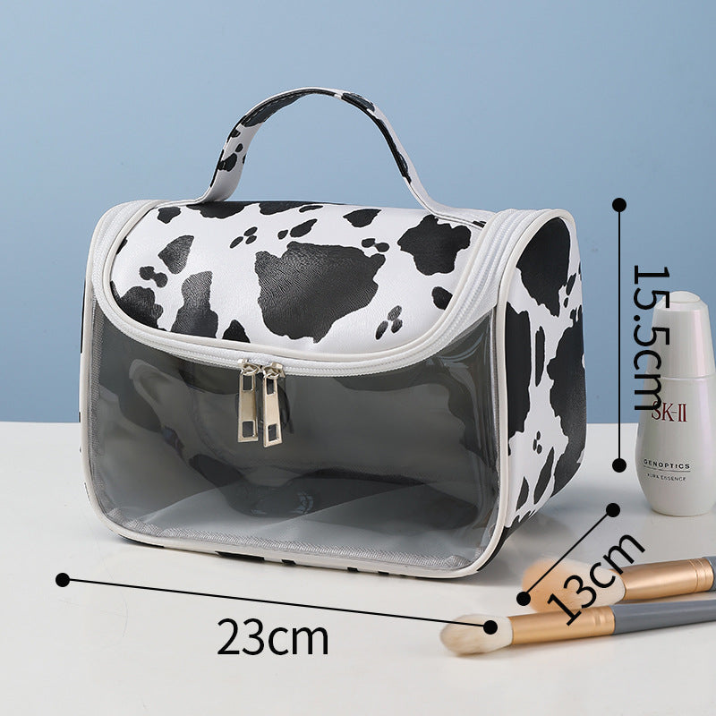 Wholesale Cow Pattern Cosmetic Bag Portable Travel PU Storage Bag Waterproof Storage Bag