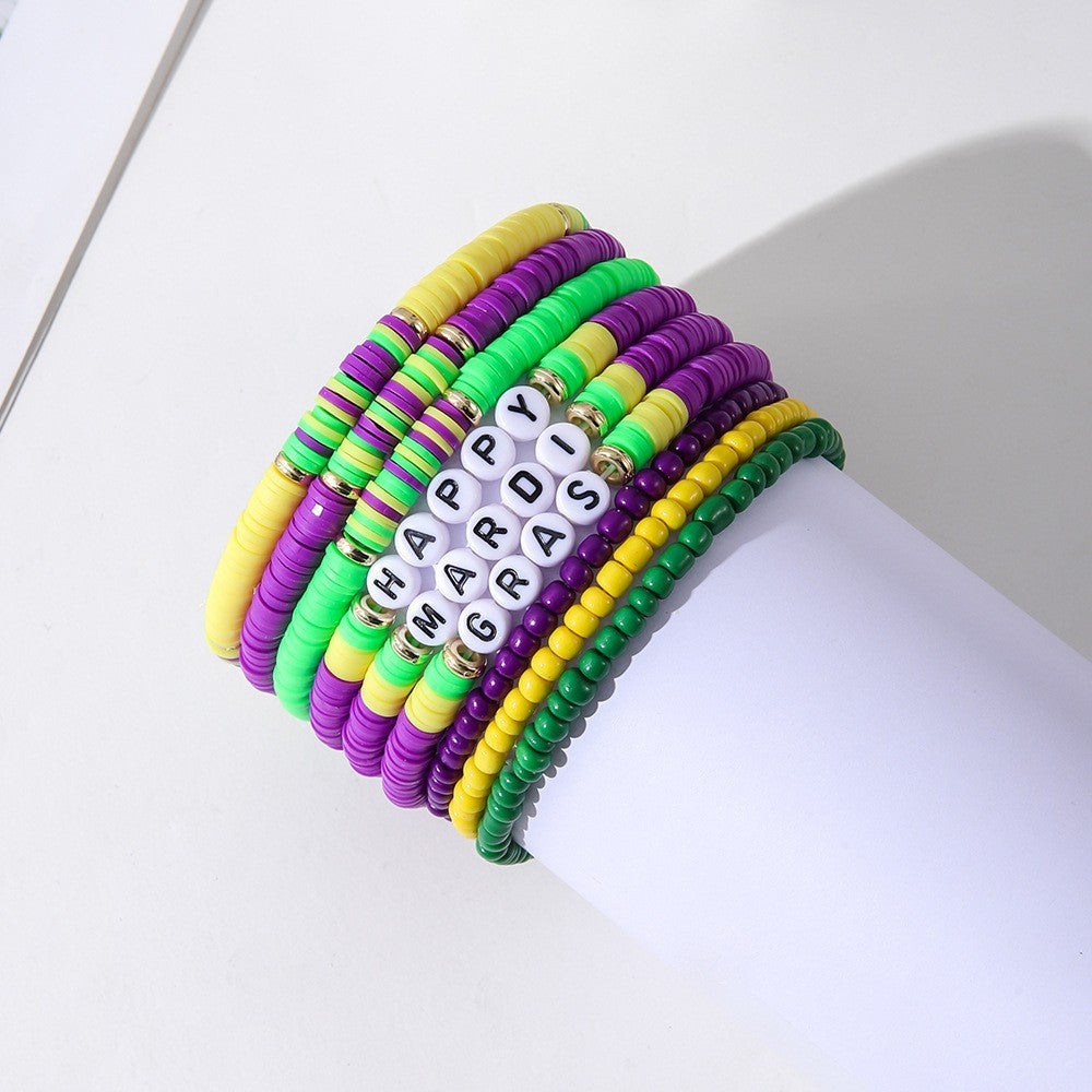 Wholesale Colorful Carnival Polymer Clay Purple Bracelet