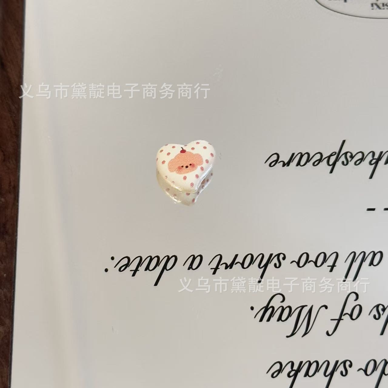 Wholesale 10pcs Relief Plaid Bear Crooked Apple Heart Acrylic Beads