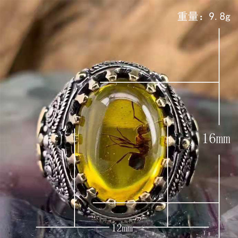Wholesale Yellow Amber Ant Ring