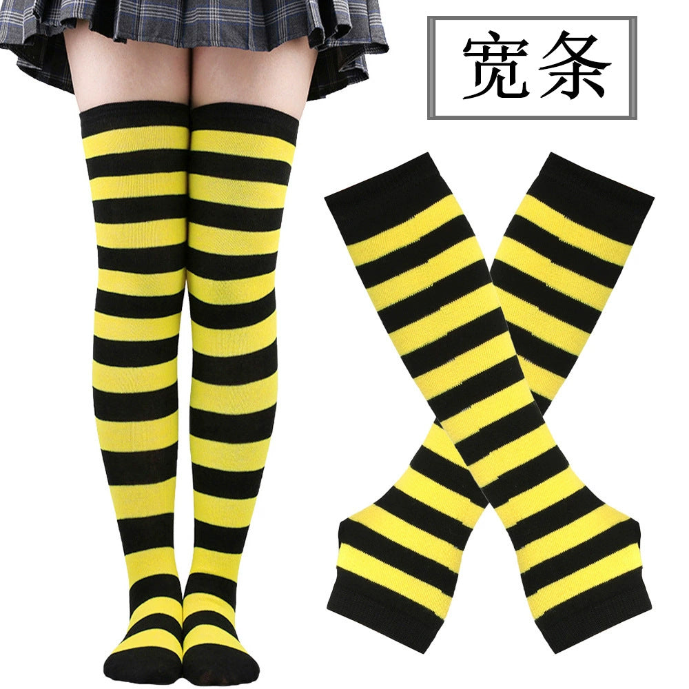 Wholesale Christmas Halloween High Striped Socks Gloves Set