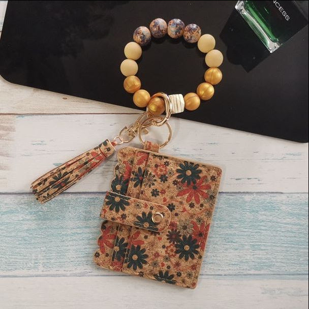 Wholesale Silicone bracelet card holder coin purse printed Keychains