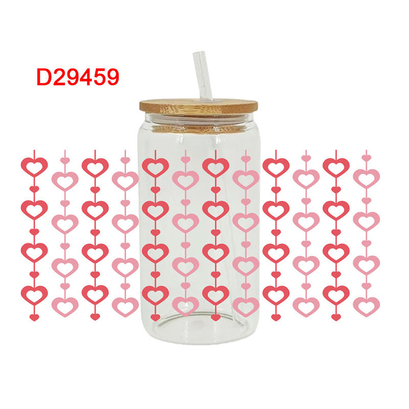 Wholesale Red Love Cartoon Valentine's Day 16oz Cup UV DTF Wraps