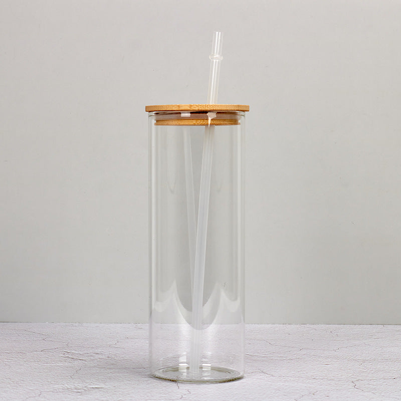 Wholesale Sublimation Mason Glass 12oz/16oz Coke Cup Cans Frosted Straws Single and Double Glass Bamboo Cover Cup
