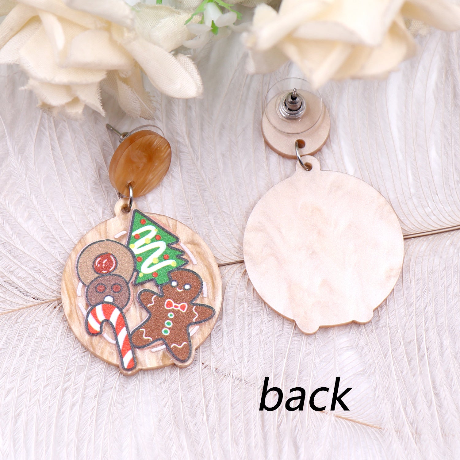Wholesale Christmas Day Acrylic Christmas Tree Gingerbread Man Earrings