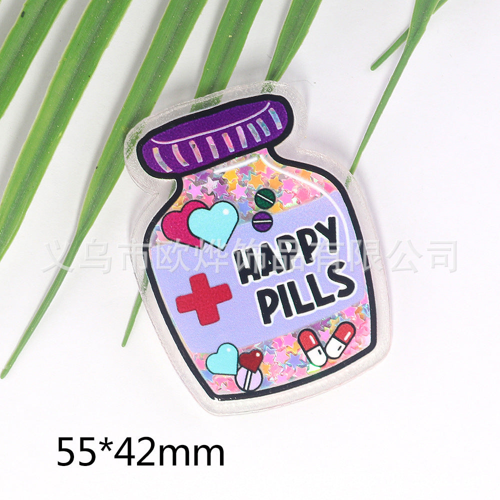 Wholesale 10pcs/pack cartoon quicksand bear bag  acrylic pin DIY patch OLY Exclusive