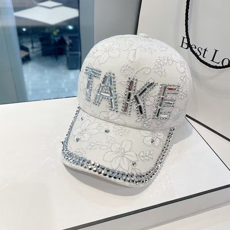 Wholesale Women's spring and summer small rhinestone baseball cap summer letter sun hat