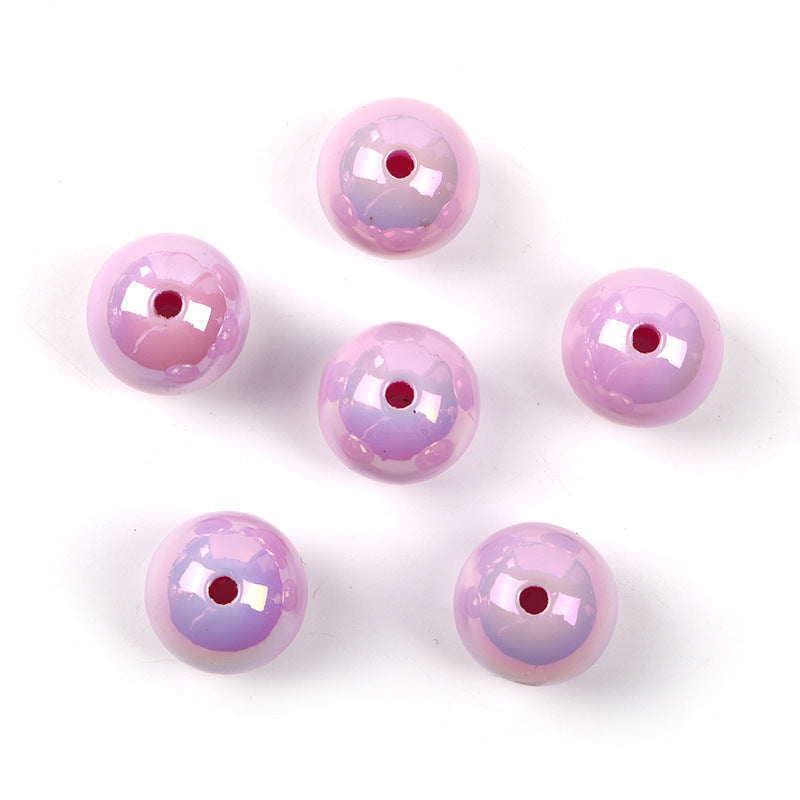 Wholesale 100pcs UV color plated solid color round beads 16mm acrylic beads