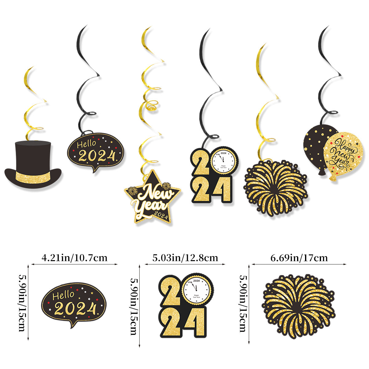 Wholesale 2024 Happy New Year Paper Flag Balloon Set