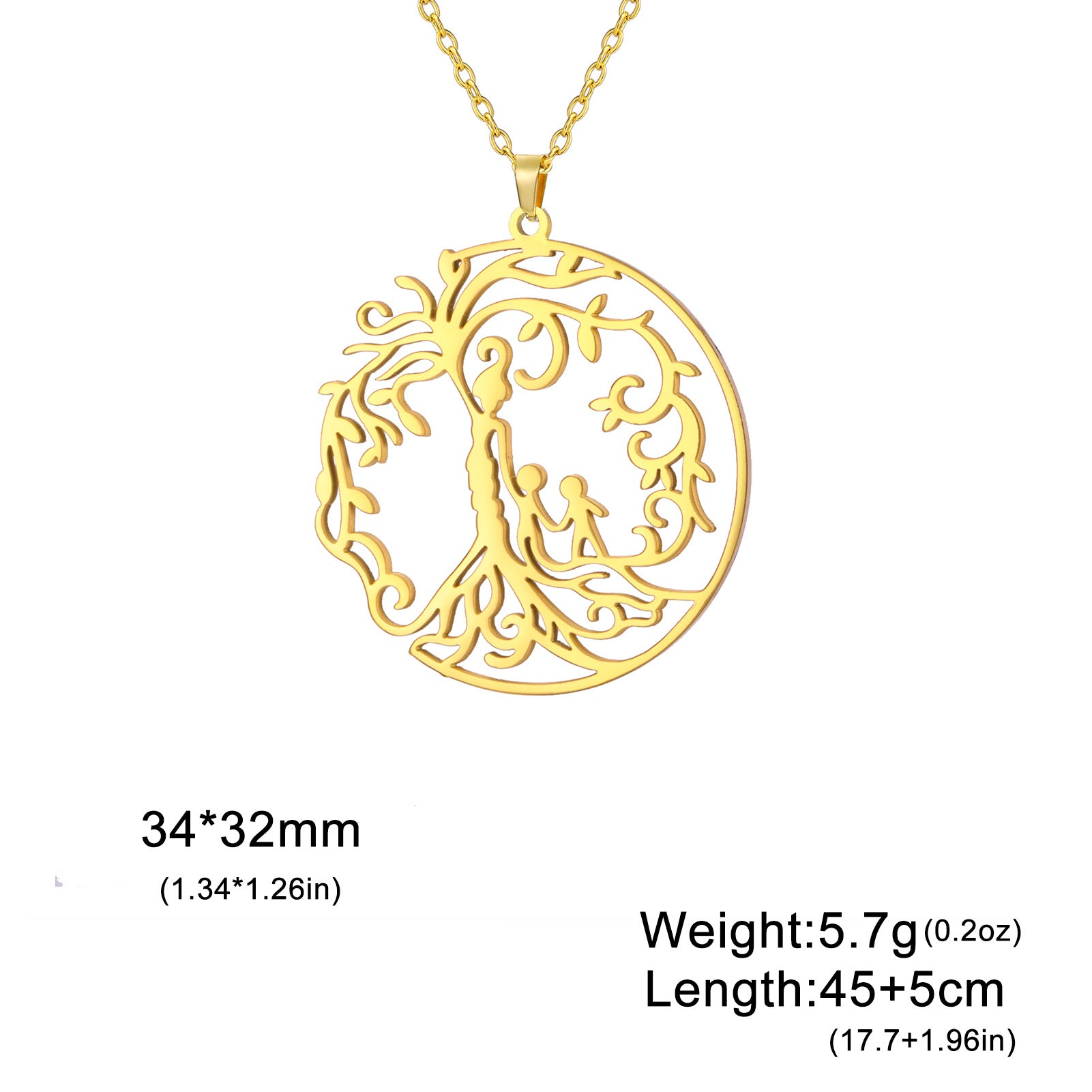 Wholesale Mother' s Day electroplated Tree of Life parent-child Stainless steel necklace