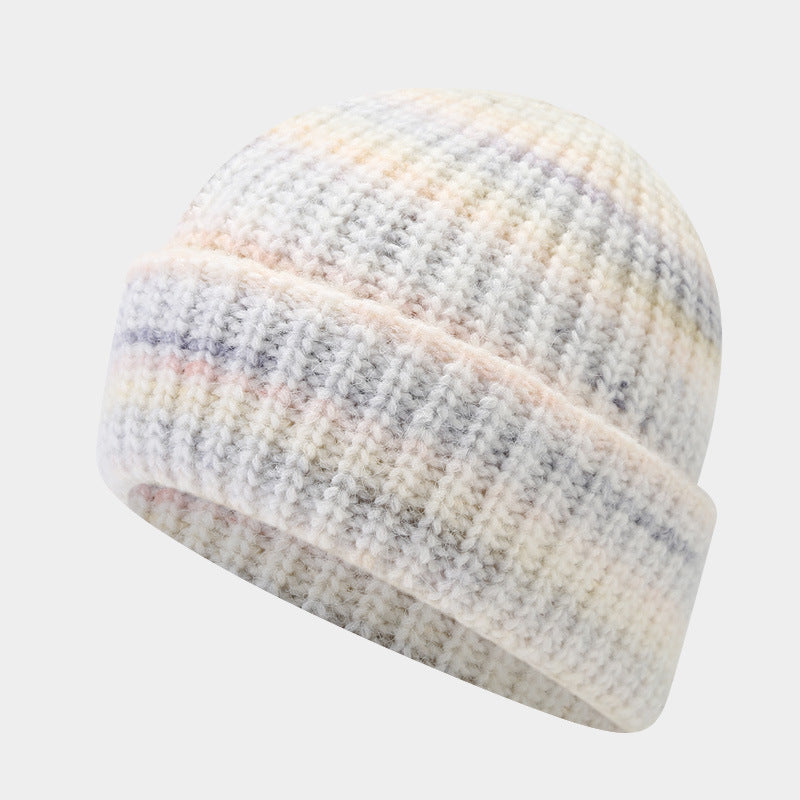 Wholesale Retro Tie Dye Knitted Hat Winter Warm Ear Protection Beanie