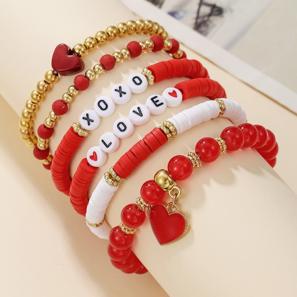 Wholesale Valentine' s Day Love Stacked Letter clay bead bracelet