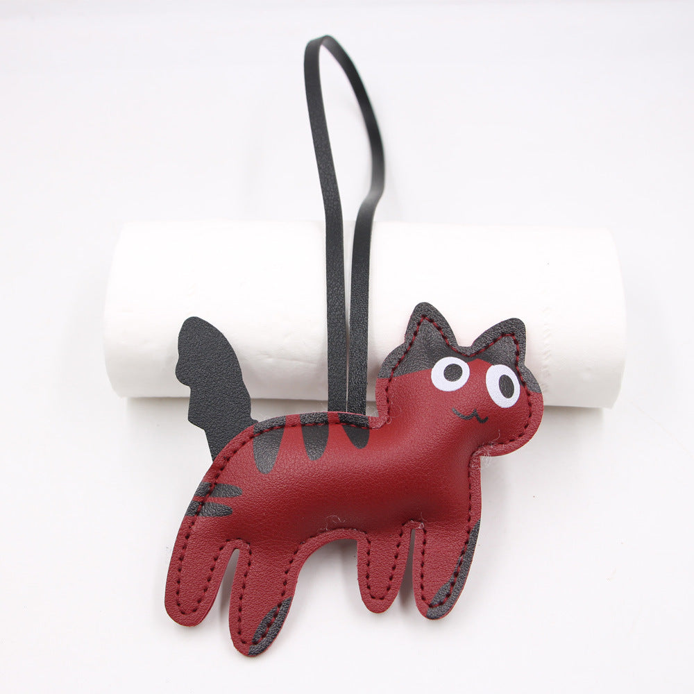 Wholesale Artificial Leather Cute Kitten Bag Charm Japan Style Fashion Pendant Gift