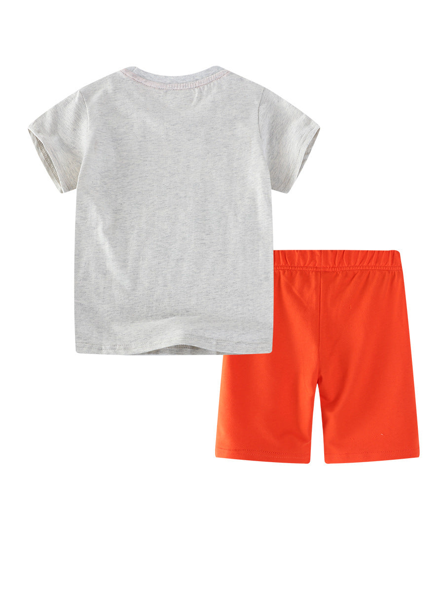 Wholesale Boys Two Piece Summer Short Sleeve Shorts Set Trendy European American Style Casual Kids Outfit