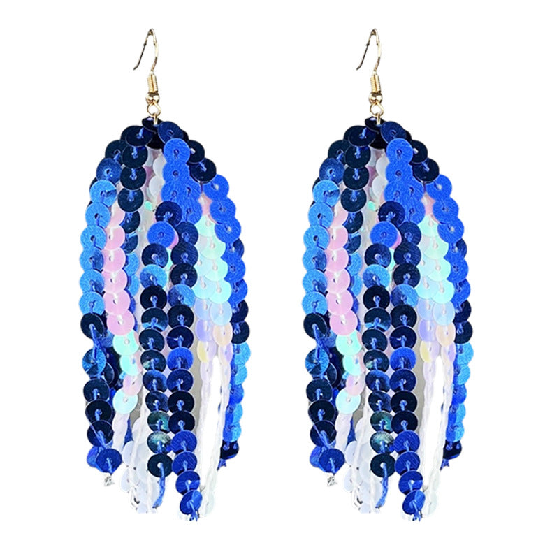 Wholesale Sports Season Multicolor Sparkling Tassel Earrings