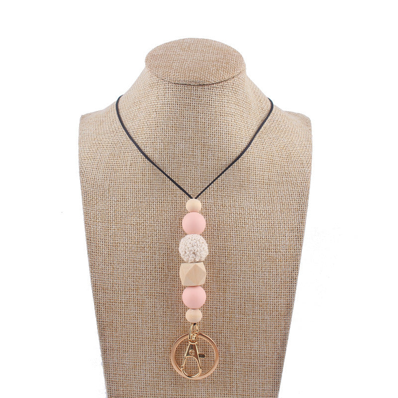 Wholesale Silicone Beaded Lanyard ID Keychain