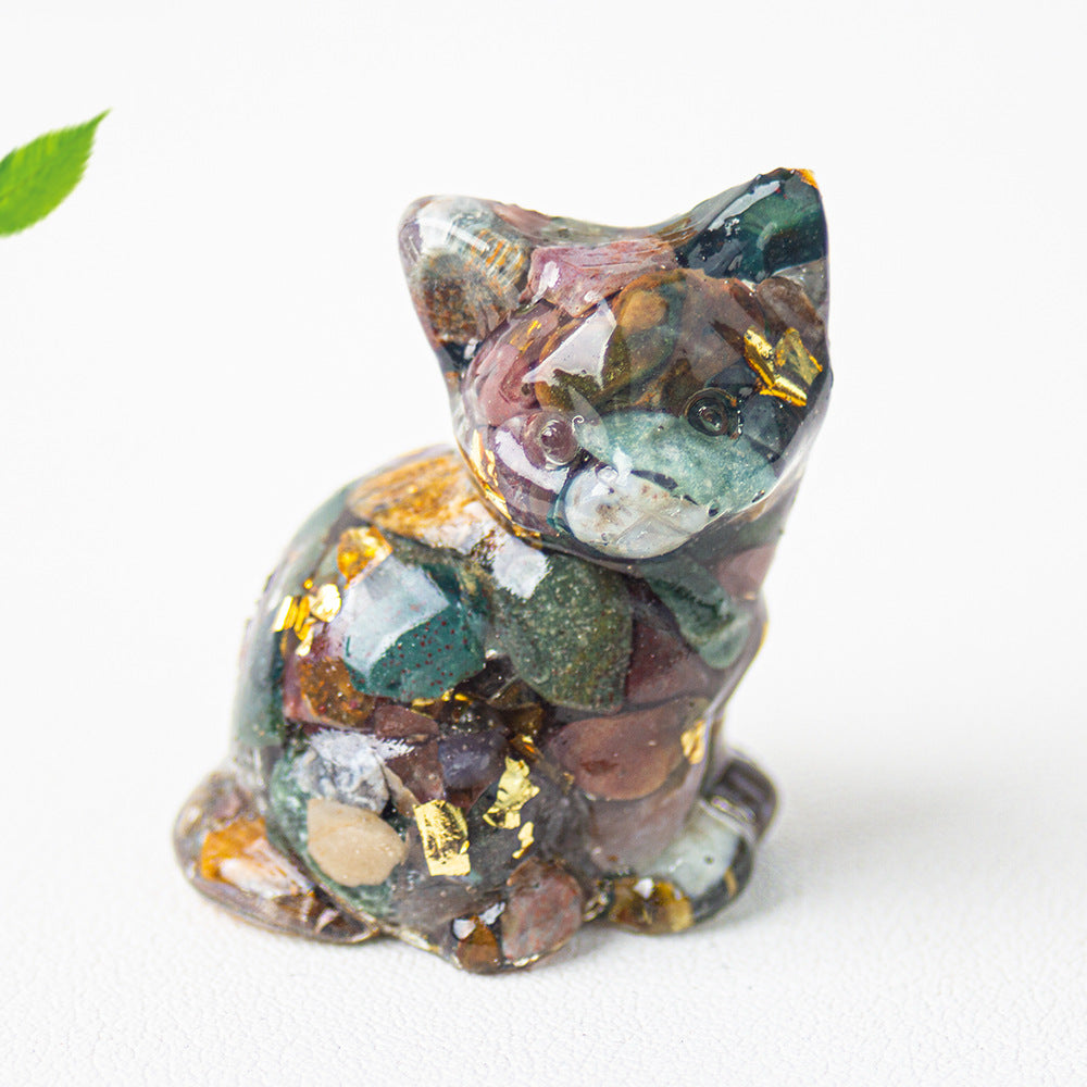 Wholesale Natural crystal gravel cute cat ornaments