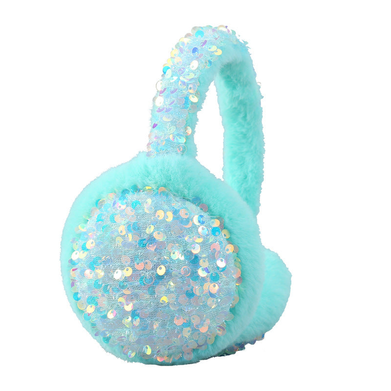 Wholesale Sequins Warm Cute Winter Earmuffs Plush Antifreeze Ear Warmer