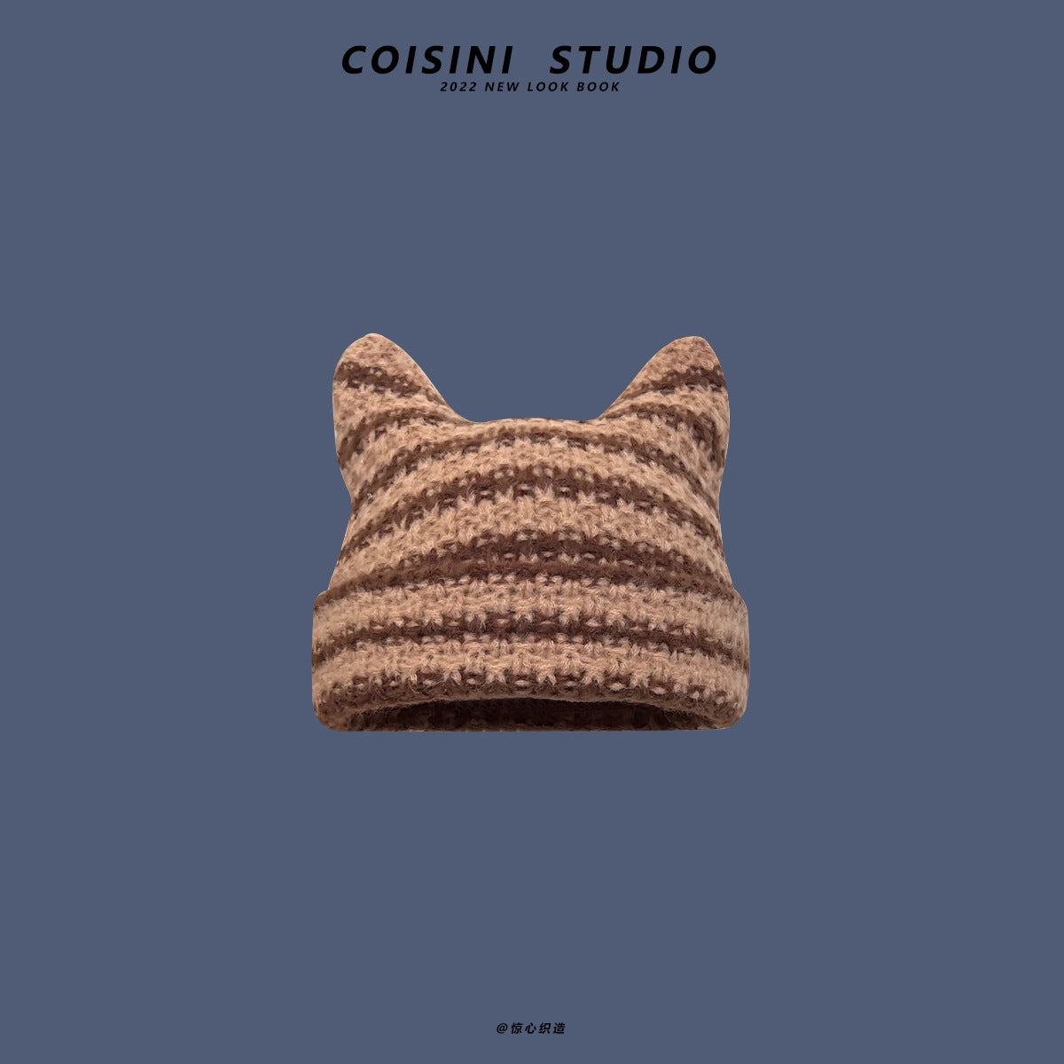 Wholesale Little Devil Ear Striped Woolen Hat