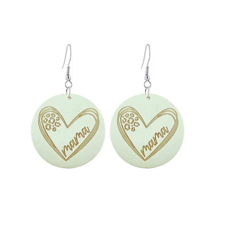 Wholesale Mother's Day Gift MAMA Wooden Earrings