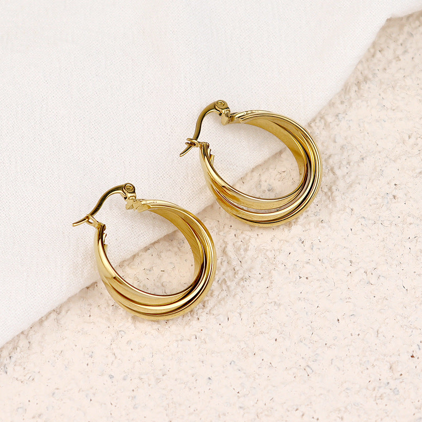 Wholesale Stainless Steel Vacuum Plating 18K Square Earrings