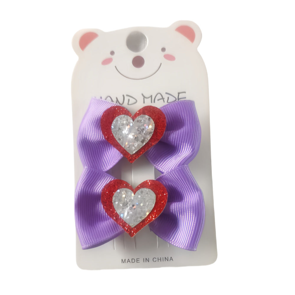 Wholesale 10pcs Valentine's Day Bow Love Hairpin Rib Ribbon Hairpin Handmade No Hair Injury Baby Hairpin Children's Headwear