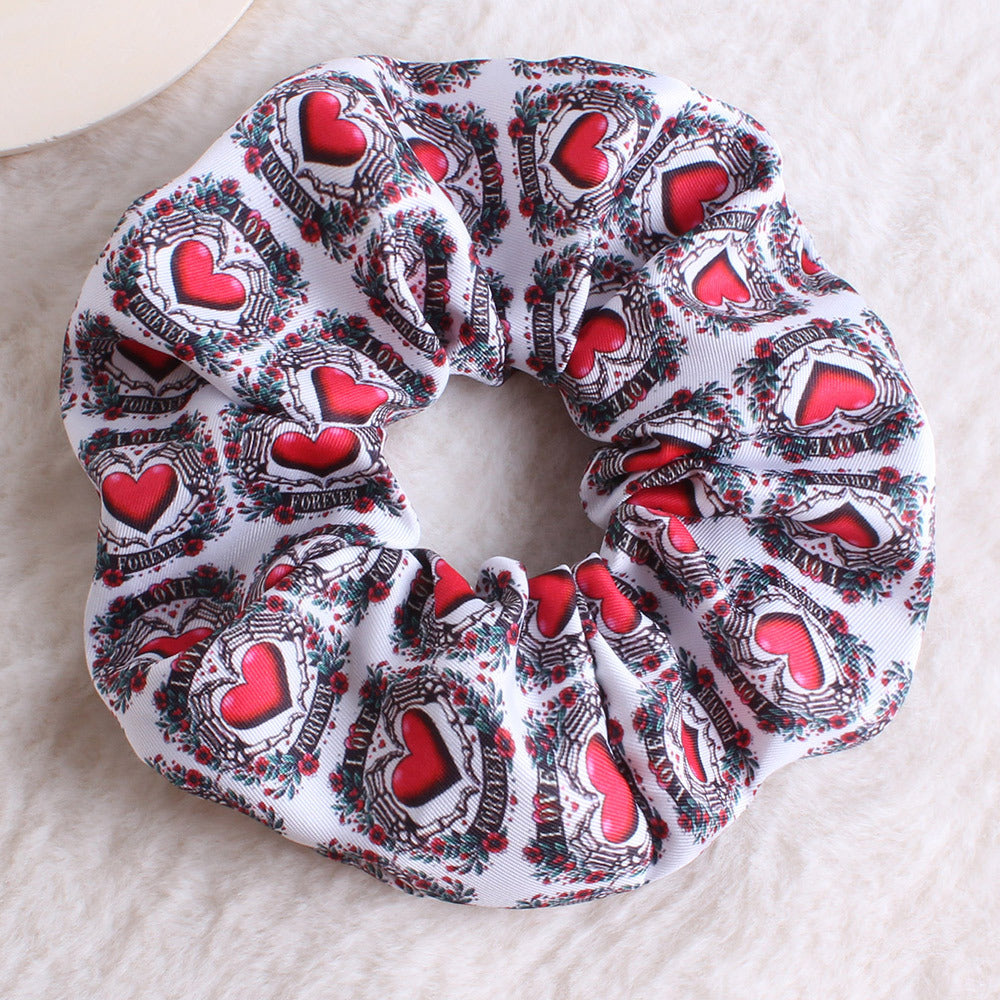 Wholesale Valentine' s Day  Floral Large Intestine Fabric Hair Scrunchies