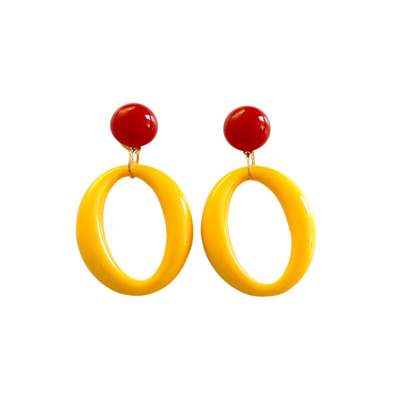 Wholesale Retro Hong Kong style sweet contrast color exaggerated earrings earrings ear clips