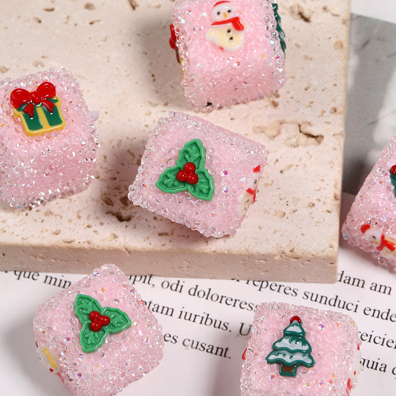 Wholesale 20PCS Christmas diy accessories rhinestone sugar beads square beads