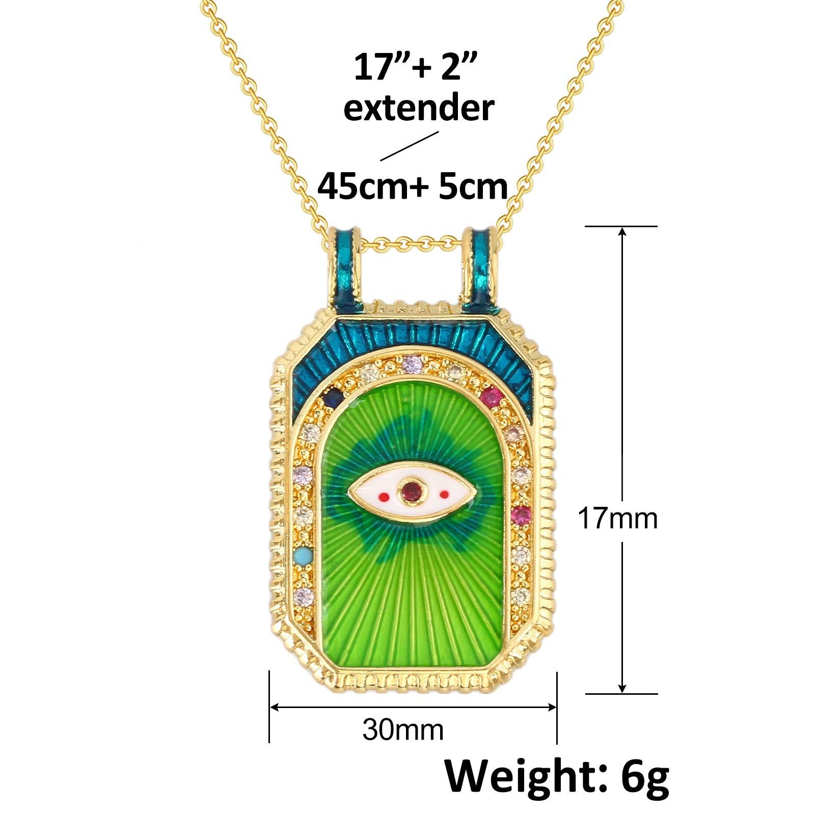 Wholesale Stylish Gold Plated Copper Evil Eye Square Pendant Necklace Jewelry Accessory