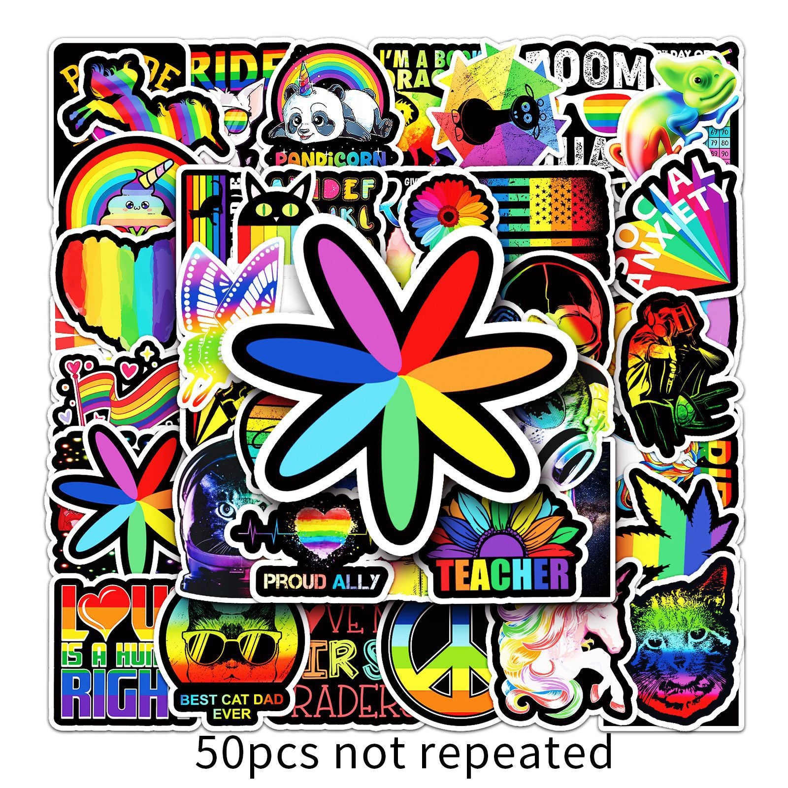 Wholesale 50pcs Rainbow DIY Color Series Cartoon Stickers
