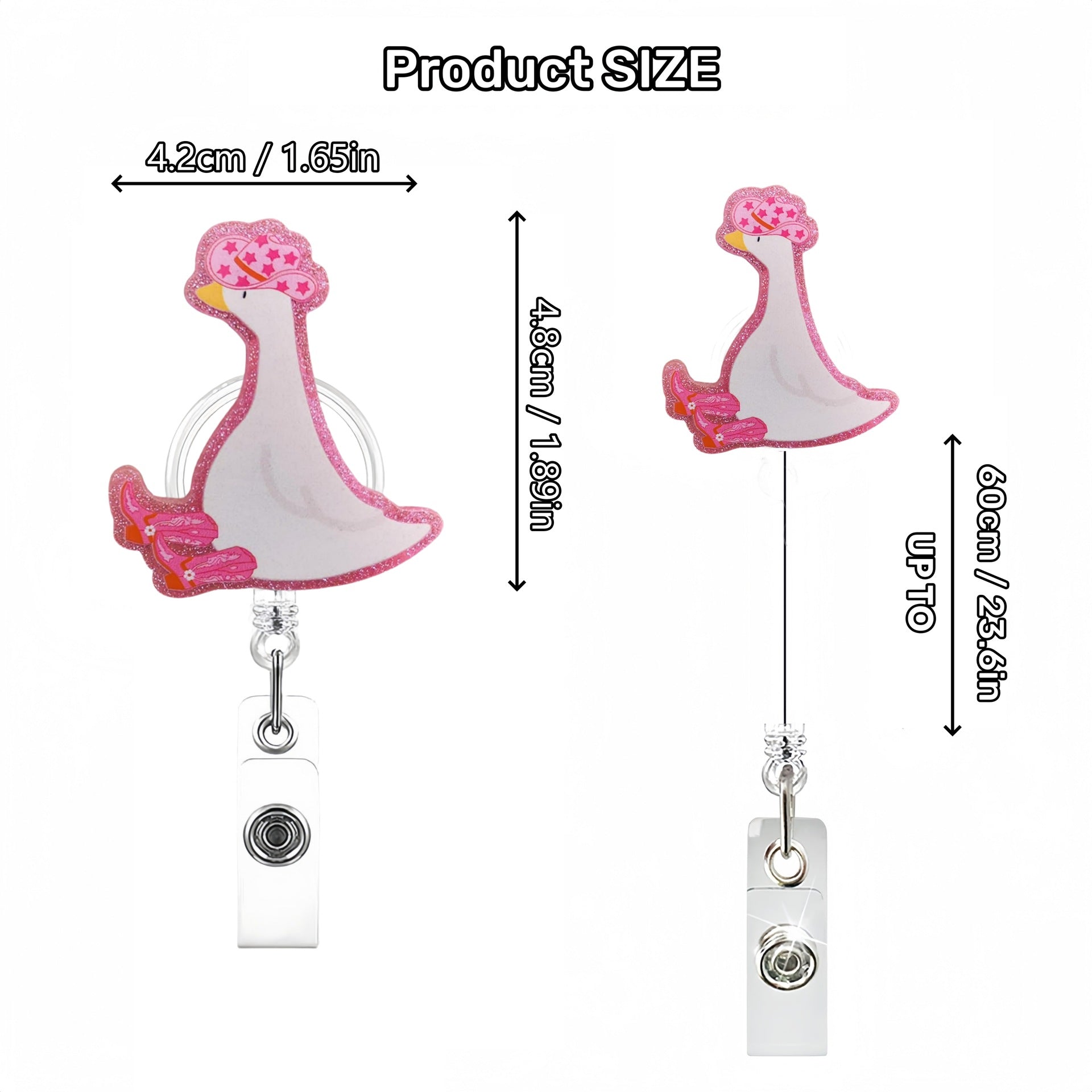 Wholesale Acrylic Fun Glitter Retractable Badge Keychain