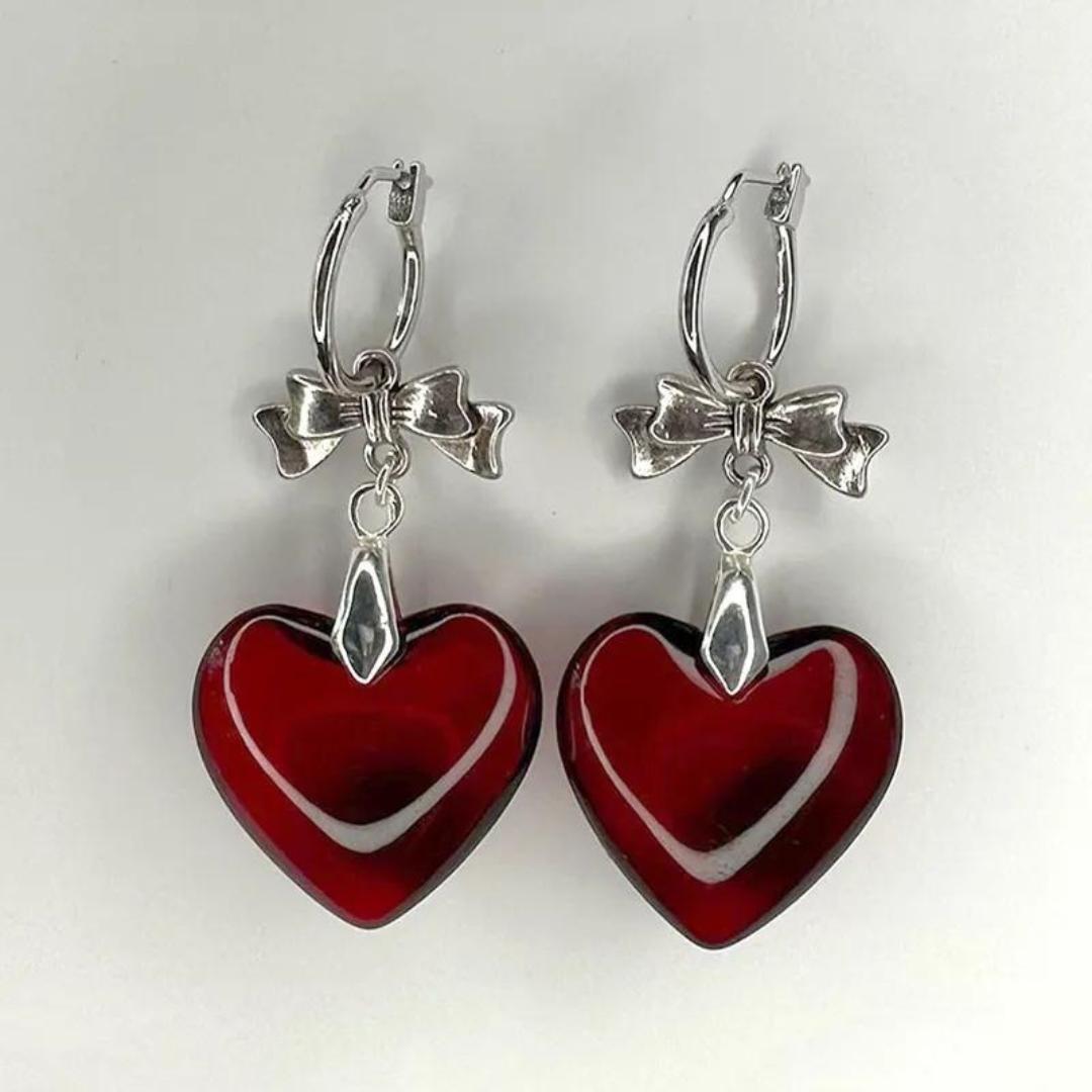 Wholesale Gothic Dark Bow Heart Earrings