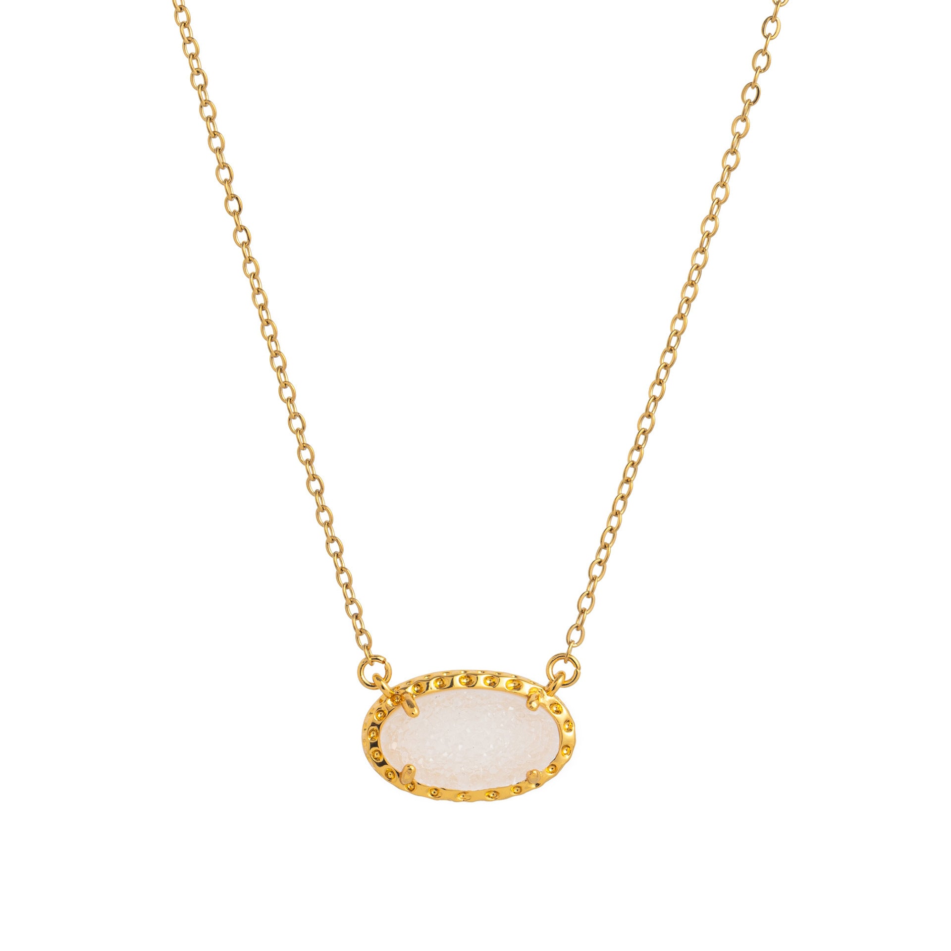 Wholesale Colored zircon natural stone oval necklace