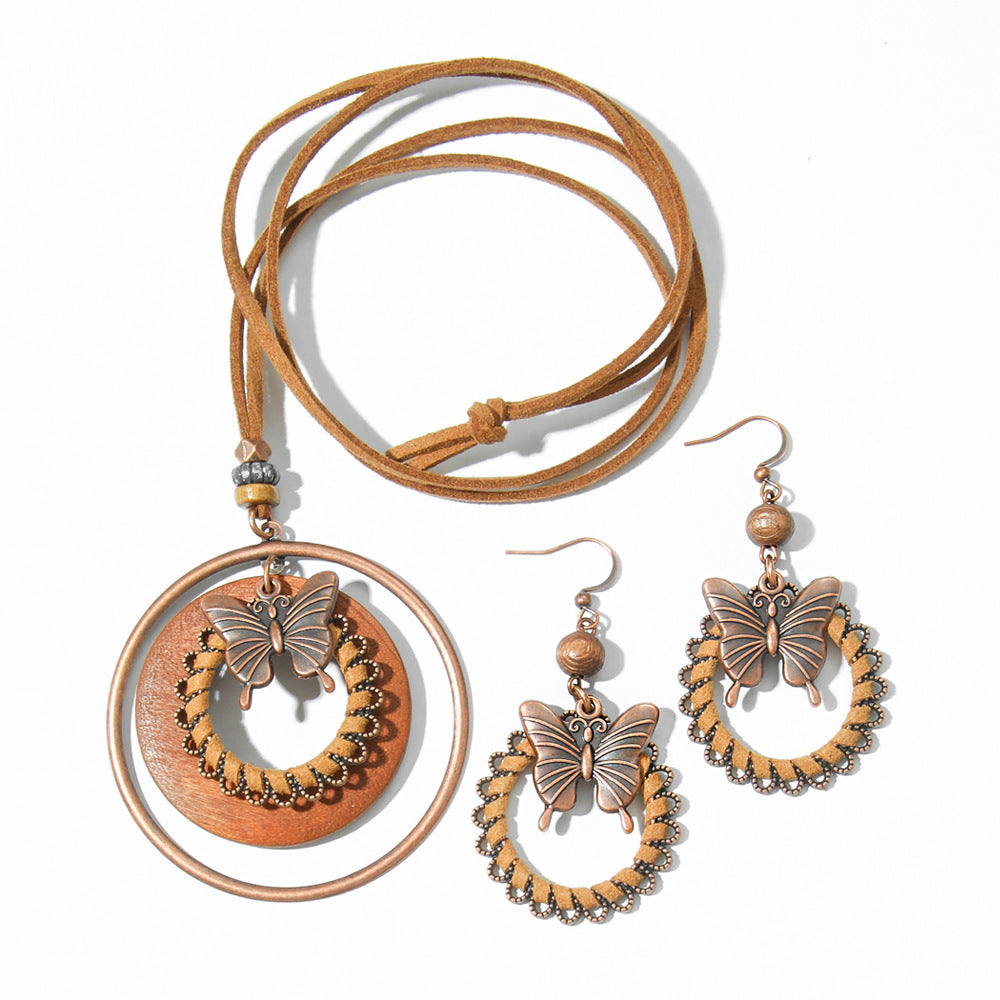 Wholesale Bohemian Butterfly Earrings And Necklace Set Alloy Electroplated Fashion Jewelry Accessory Great For Everyday Wear Or Gift