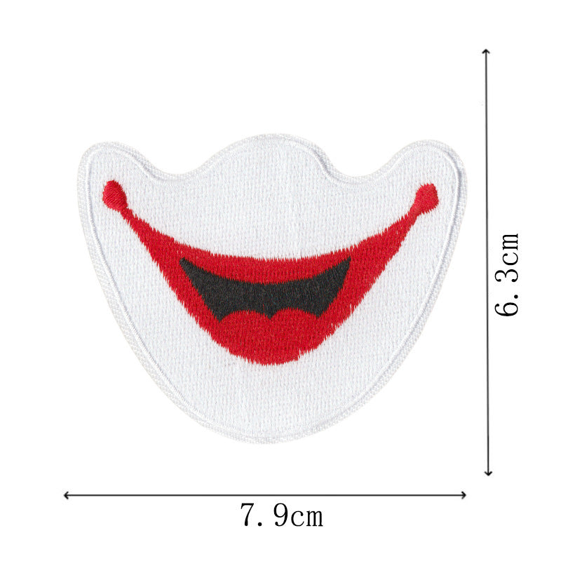 Wholesale 8 Piece Embroidered Patches With Adhesive Backing Clown Bow Heart And English Motifs For DIY Coat Hat Bag And Shoe Decor