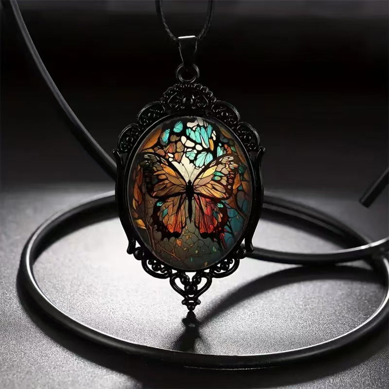 Wholesale Time Gem 18x25mm Vintage Dark Glass Necklace