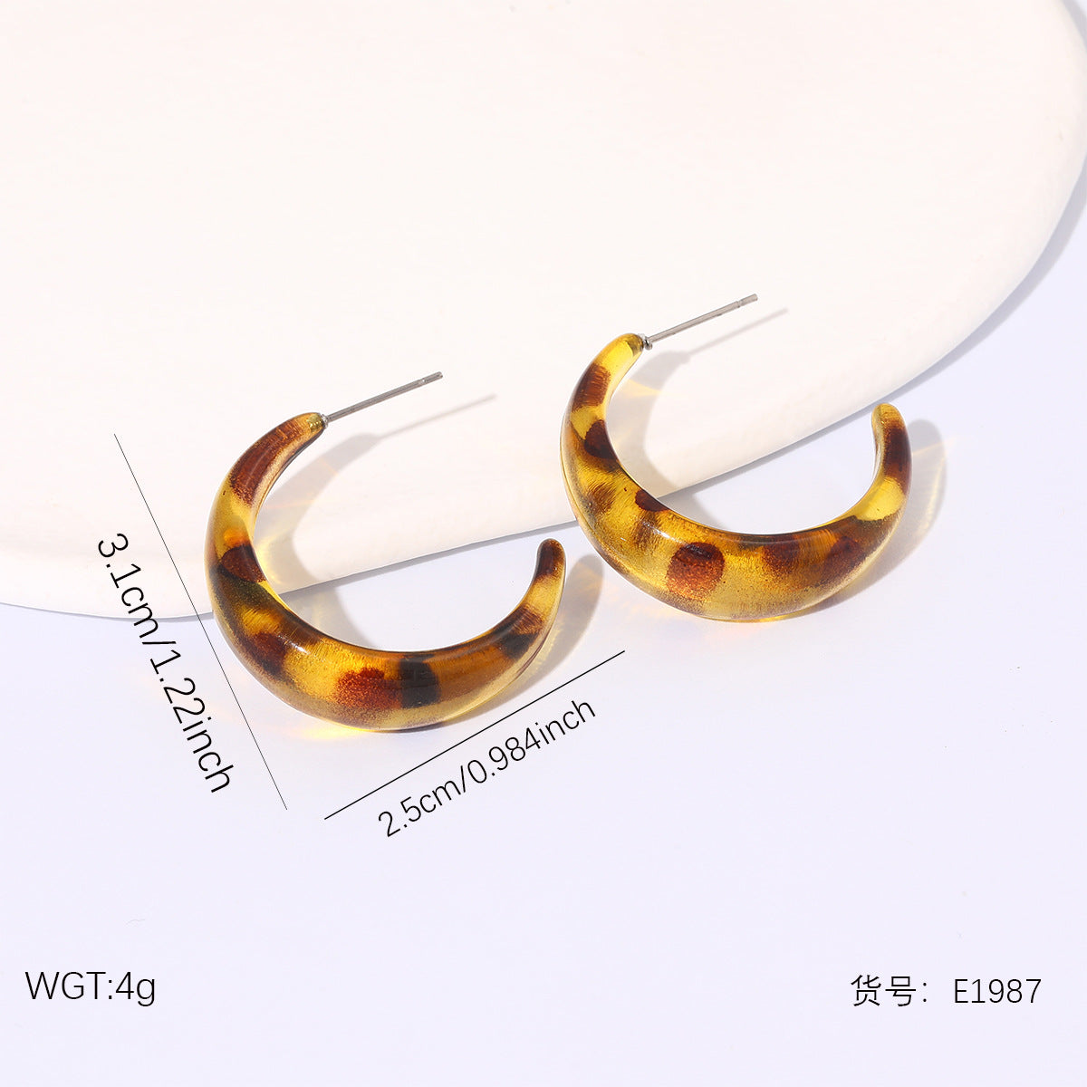 Wholesale Amber-colored stainless steel stud earrings