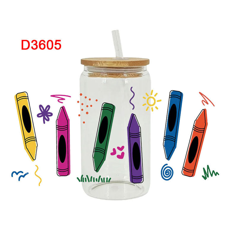 Wholesale Cartoon Cute Teacher Campus Theme 16oz Cup UV DTF Wraps