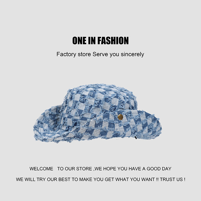 Wholesale Checkerboard Denim Bucket Hat