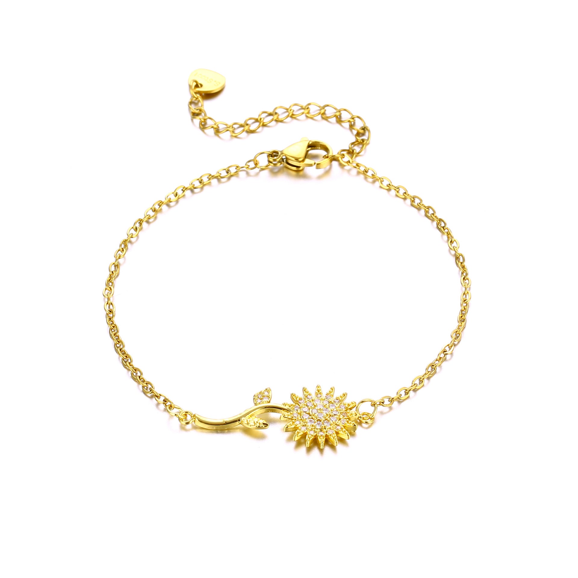 Wholesale Stainless steel inlaid zircon sunflower bracelet