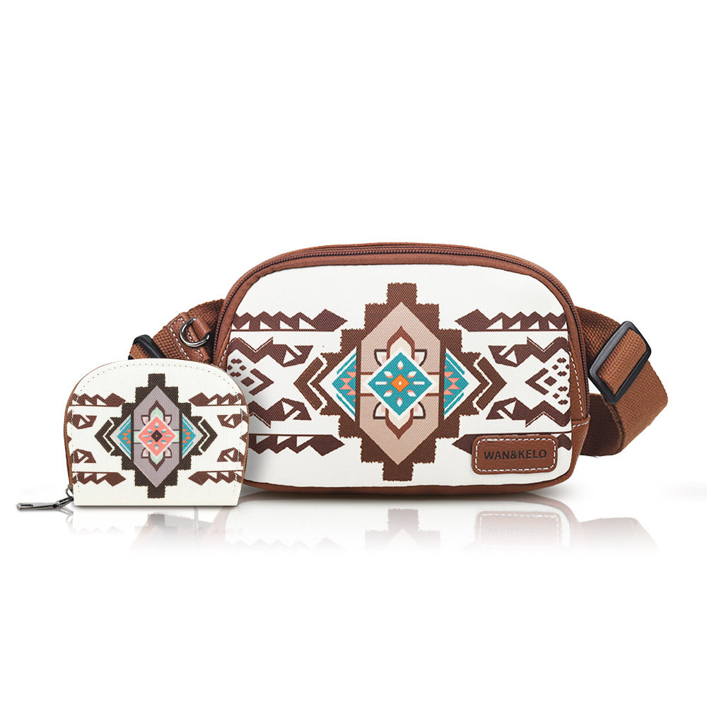Wholesale Hot selling two-piece set Bohemian ethnic style retro ladies crossbody Bag small card Bag chest Bag waist Bag