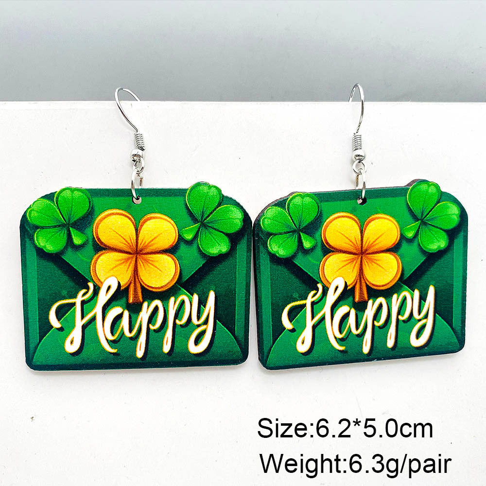 Wholesale St. Parcret festival dwarf lucky grass rainbow beard wooden earrings