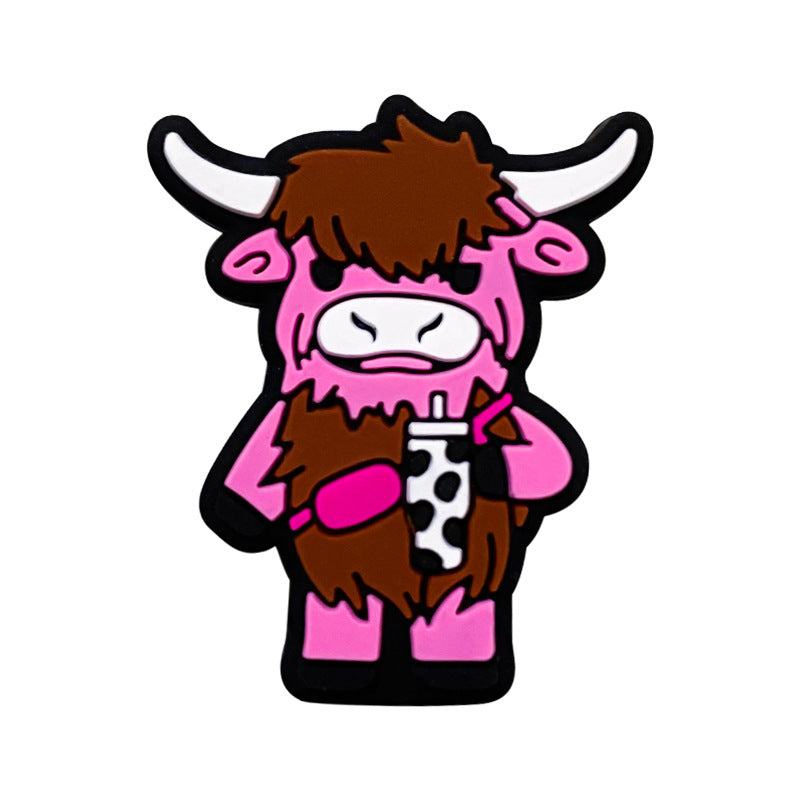 Wholesale 10pcs Animal Cute Coffee Cow Bison Silicone Beads