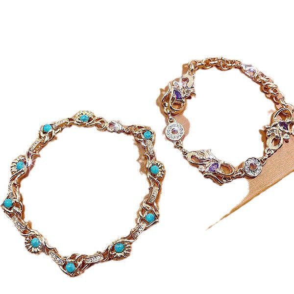 Wholesale 10pcs Vintage Minimalist Turquoise Diamond Bracelet