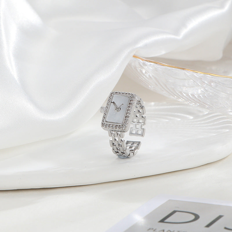 Wholesale Square Watch Chains with Zircon Openings Copper Ring